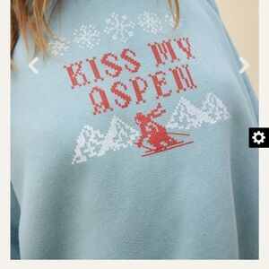 Blue 'Kiss My Aspen' DAYDREAMER Raglan Sweatshirt NWT